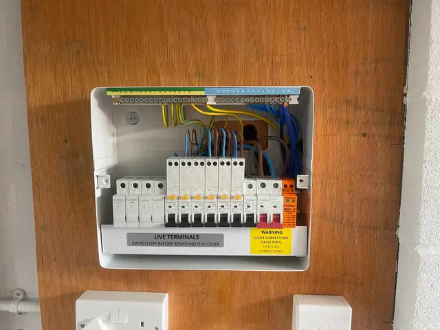 Consumer unit on a backboard